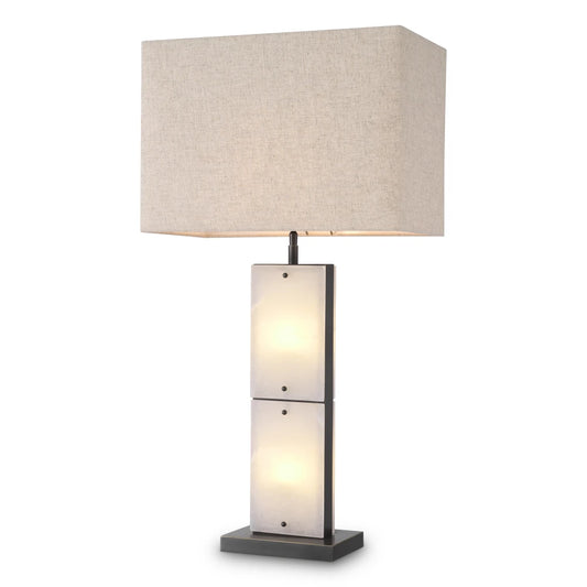 Veioza din Metal/Alabastru Bronz/Alb si Stofa Crem H95xL50cm Ortiz Eichholtz