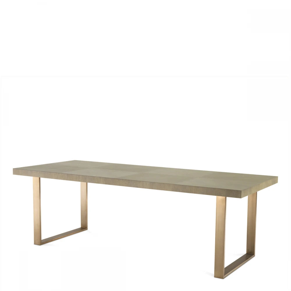 Masa din Furnir de stejar Maro si Metal Alama L230xH75cm Remington Eichholtz