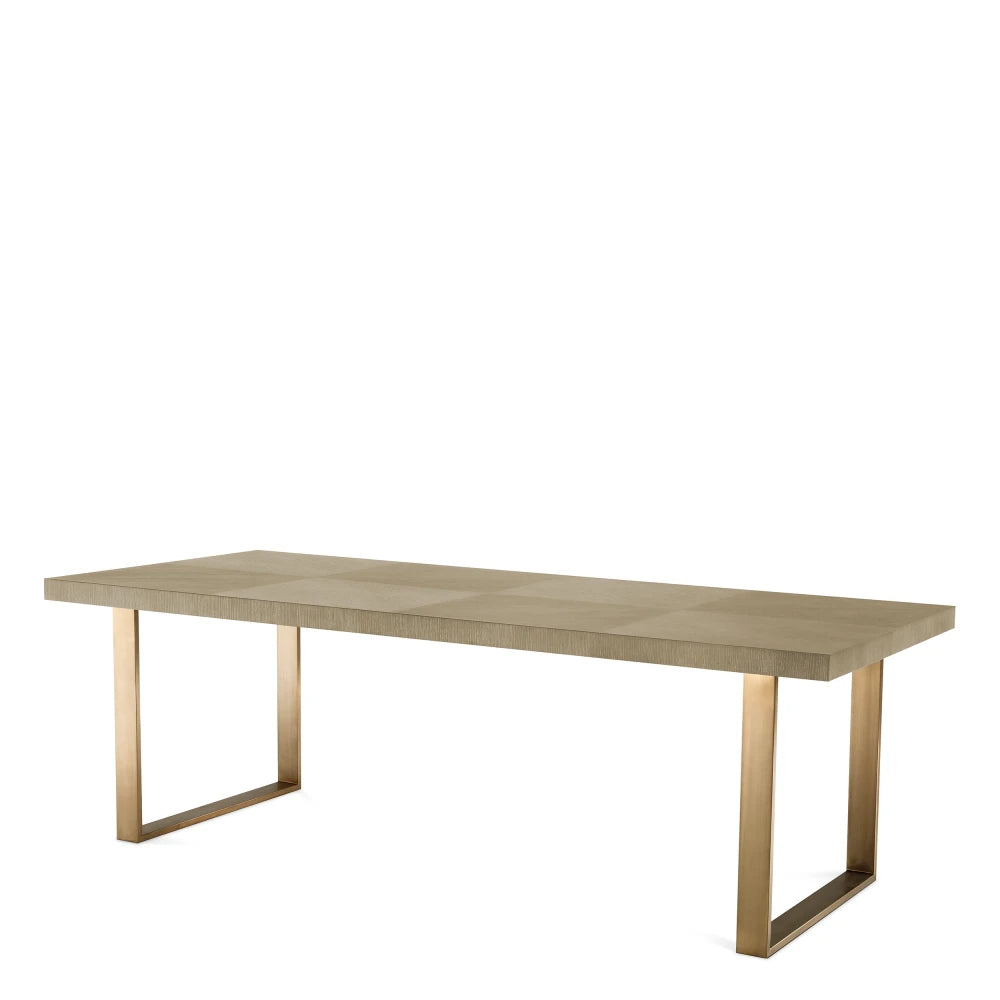 Masa din Furnir de stejar Maro si Metal Alama L230xH75cm Remington Eichholtz
