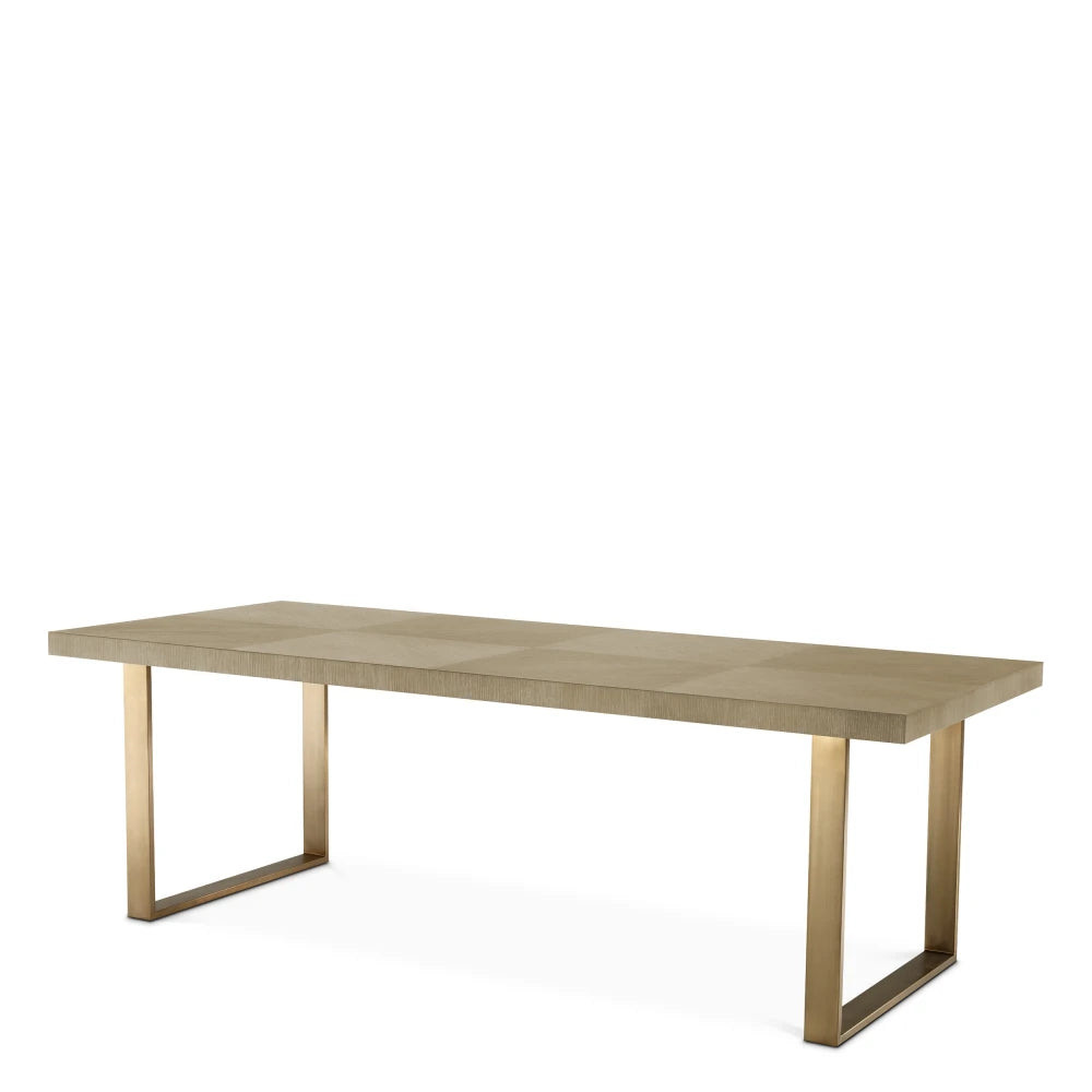 Masa din Furnir de stejar Maro si Metal Alama L230xH75cm Remington Eichholtz