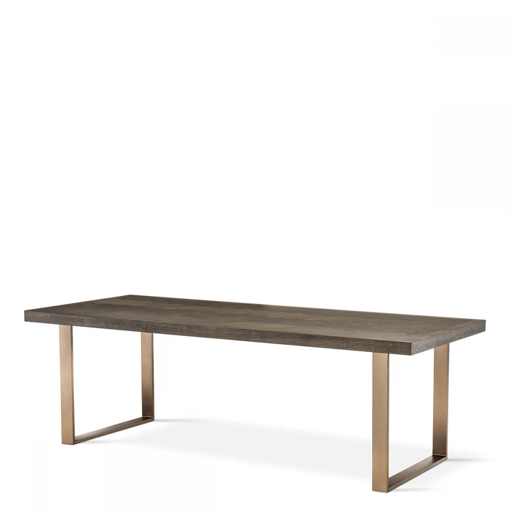 Masa din Furnir de stejar Maro si Metal Alama L230xH75cm Melchior Eichholtz