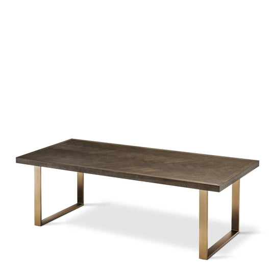 Masa din Furnir de stejar Maro si Metal Alama L230xH75cm Melchior Eichholtz