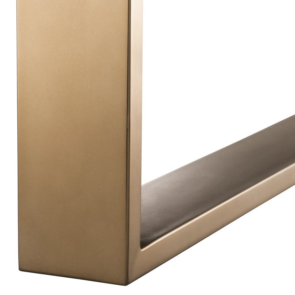 Masa din Furnir de stejar Maro si Metal Alama L230xH75cm Melchior Eichholtz