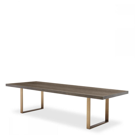 Masa din Furnir de stejar Maro si Metal Alama L300xH75cm Melchior Eichholtz