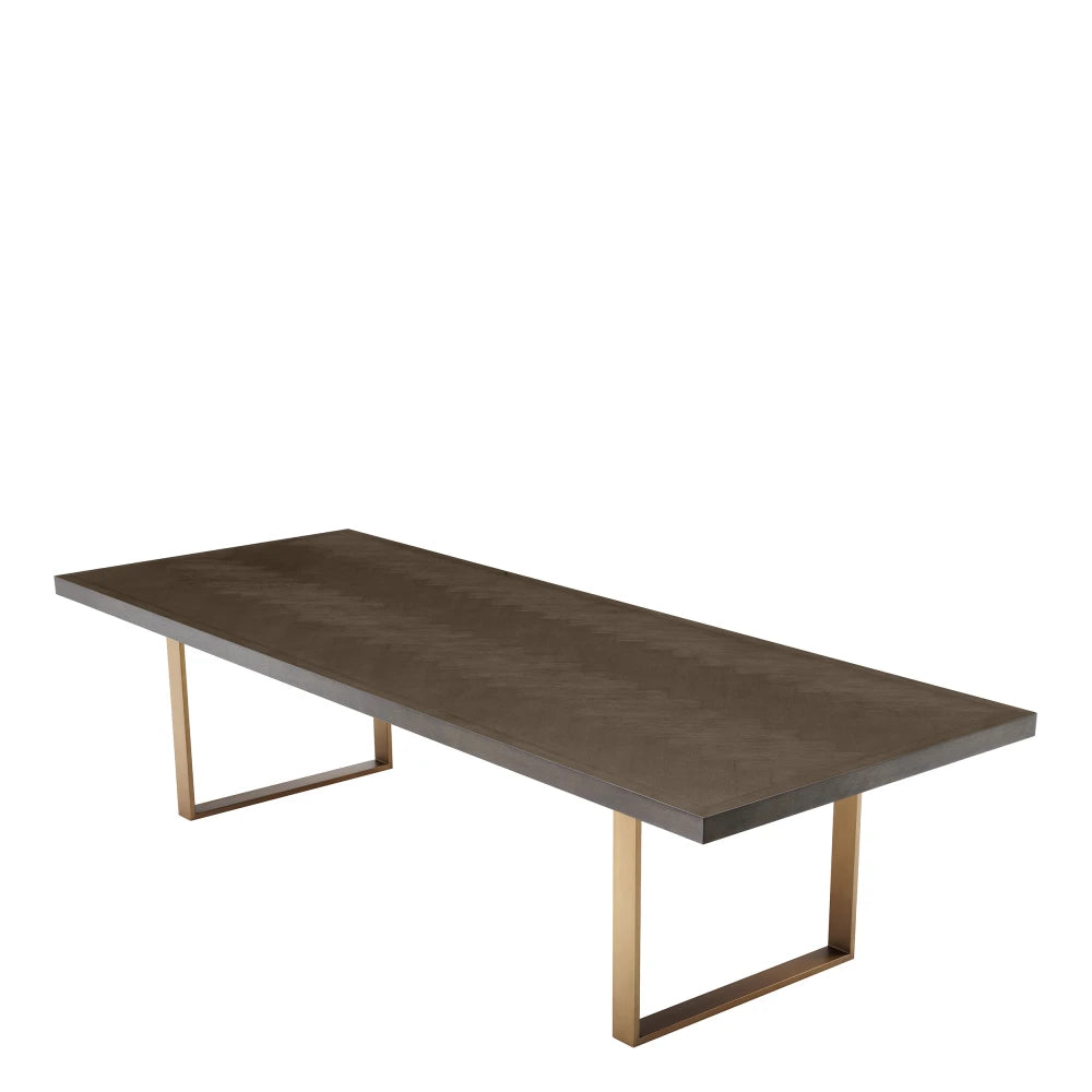 Masa din Furnir de stejar Maro si Metal Alama L300xH75cm Melchior Eichholtz