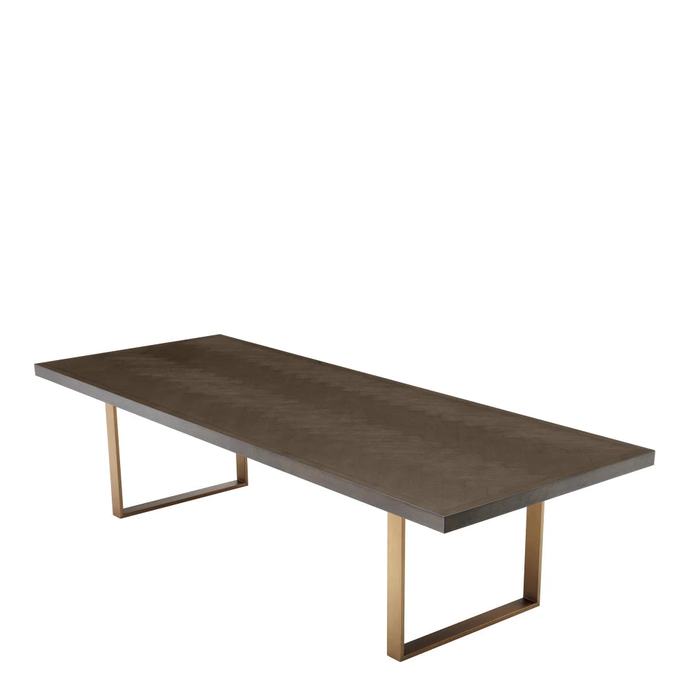 Masa din Furnir de stejar Maro si Metal Alama L300xH75cm Melchior Eichholtz