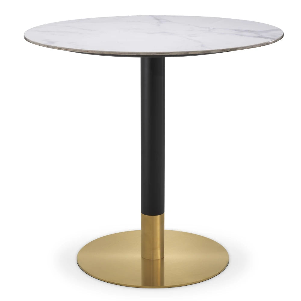 Masa rotunda din Ceramica Alb si Metal Alama/Negru D80xH76cm Trevor Eichholtz
