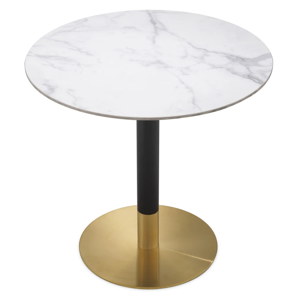 Masa rotunda din Ceramica Alb si Metal Alama/Negru D80xH76cm Trevor Eichholtz