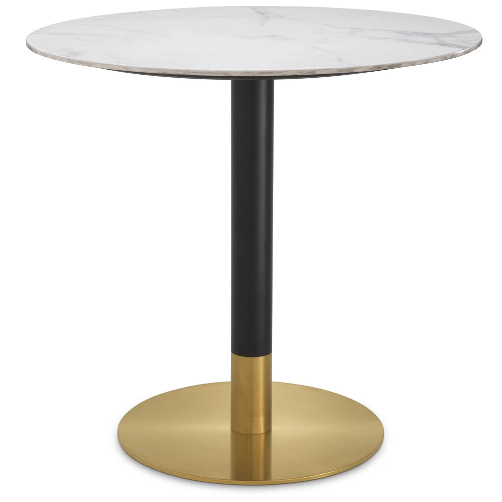 Masa rotunda din Ceramica Alb si Metal Alama/Negru D80xH76cm Trevor Eichholtz