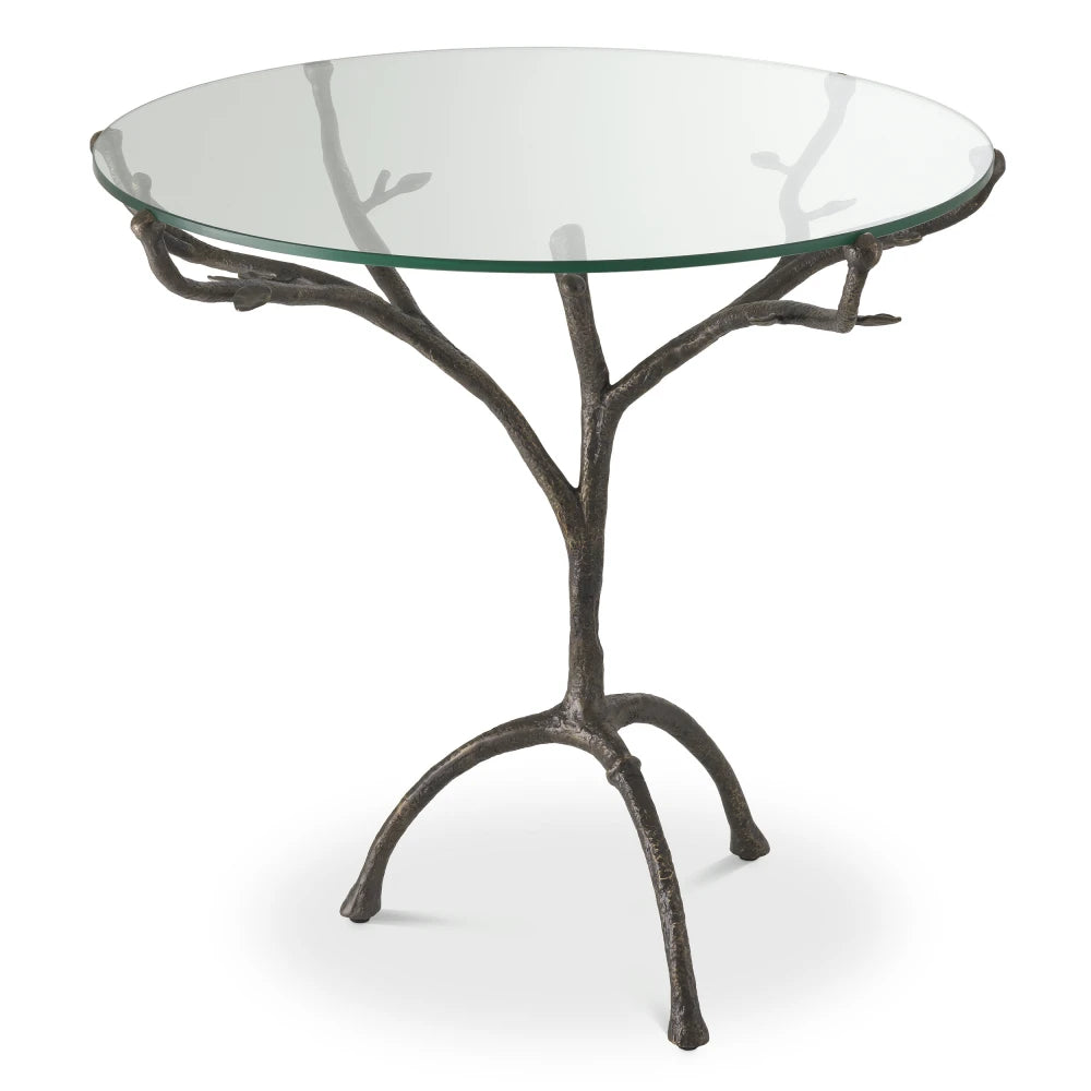 Masa rotunda din Sticla Transparent si Metal Bronz D79.5xH75cm Christophe Eichholtz