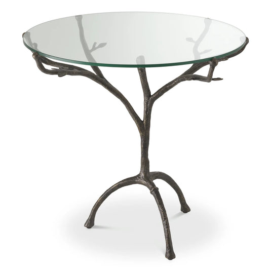 Masa rotunda din Sticla Transparent si Metal Bronz D79.5xH75cm Christophe Eichholtz