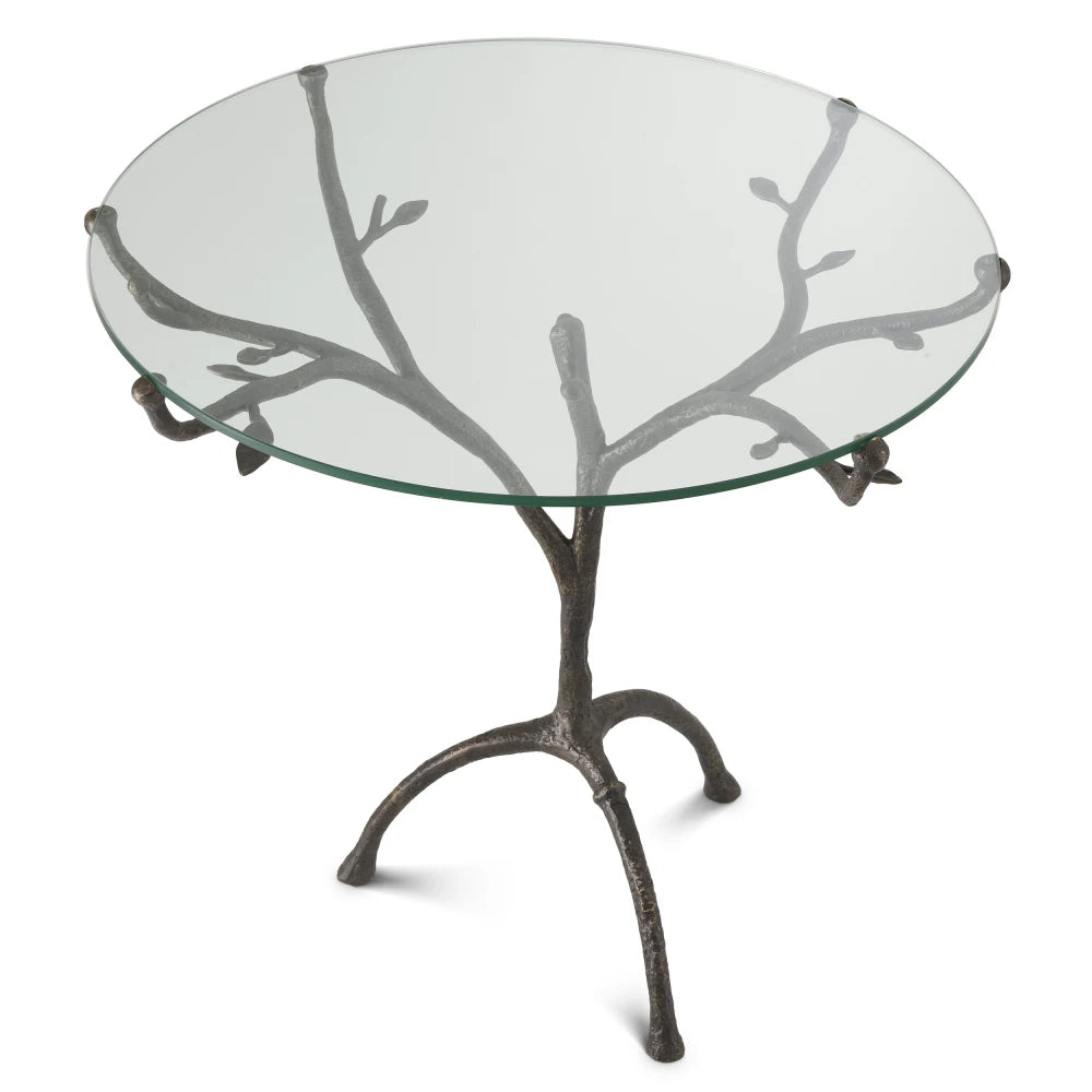 Masa rotunda din Sticla Transparent si Metal Bronz D79.5xH75cm Christophe Eichholtz