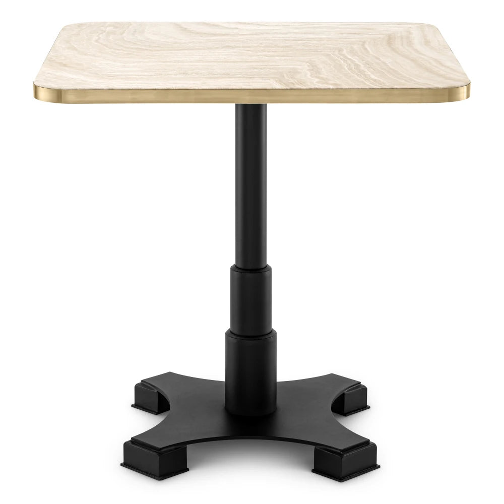 Masa din Travertin Bej si Metal Negru L75xH75.5cm Avoria Eichholtz