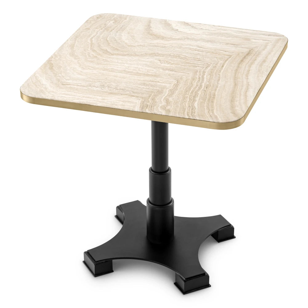Masa din Travertin Bej si Metal Negru L75xH75.5cm Avoria Eichholtz