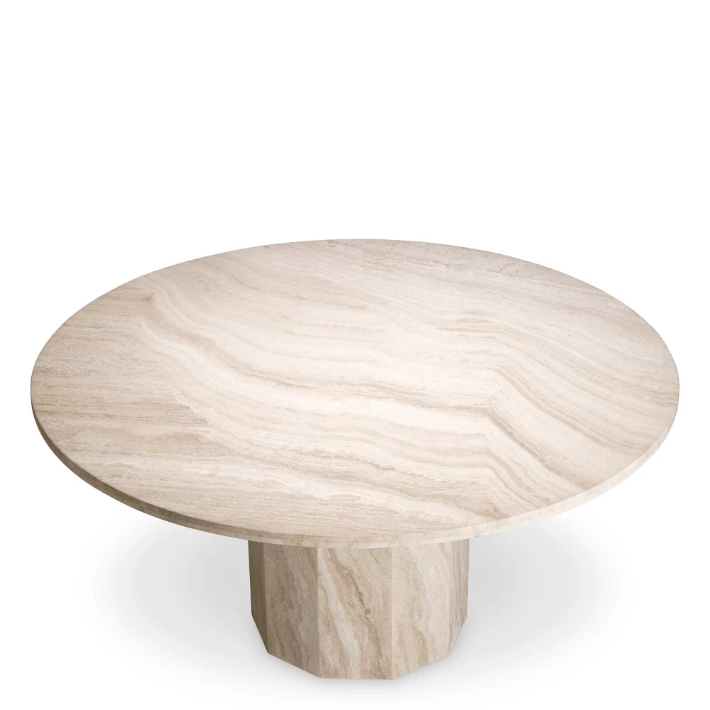 Masa din Travertin Bej D150xH75.5cm Florence Eichholtz