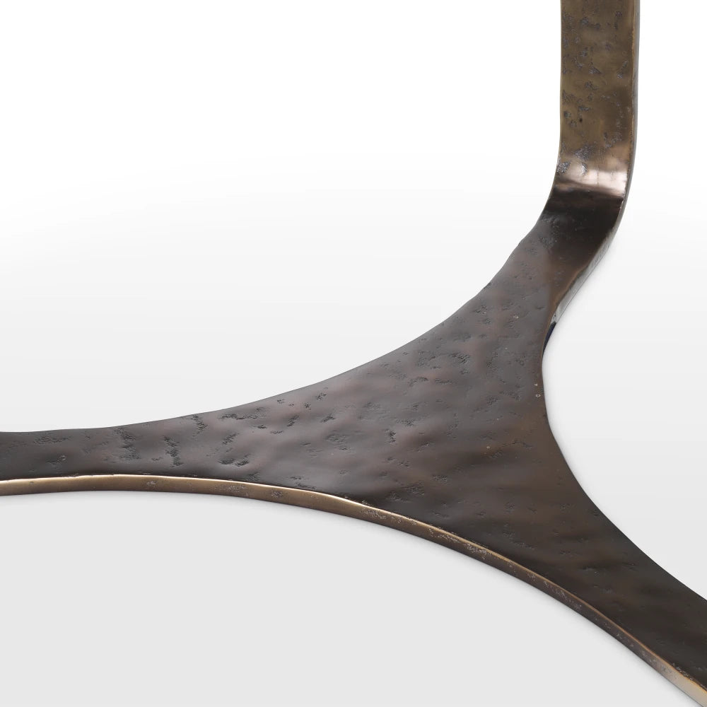 Masa din Furnir de stejar Maro si Metal Bronz D152xH75.5cm Cambronne Eichholtz