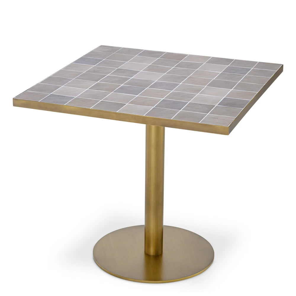 Masa din Ceramica Bej si Metal Alama L80xH75.5cm Colton Eichholtz