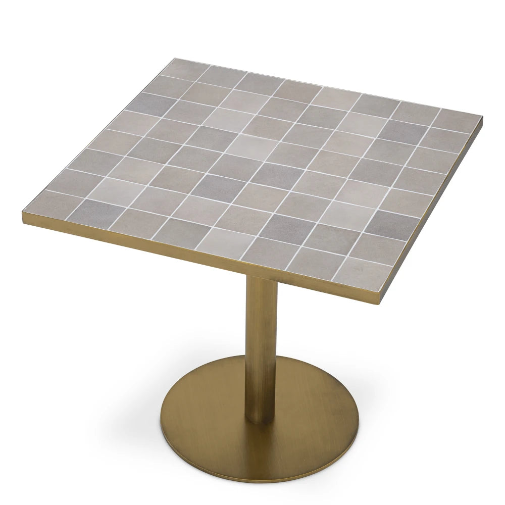 Masa din Ceramica Bej si Metal Alama L80xH75.5cm Colton Eichholtz
