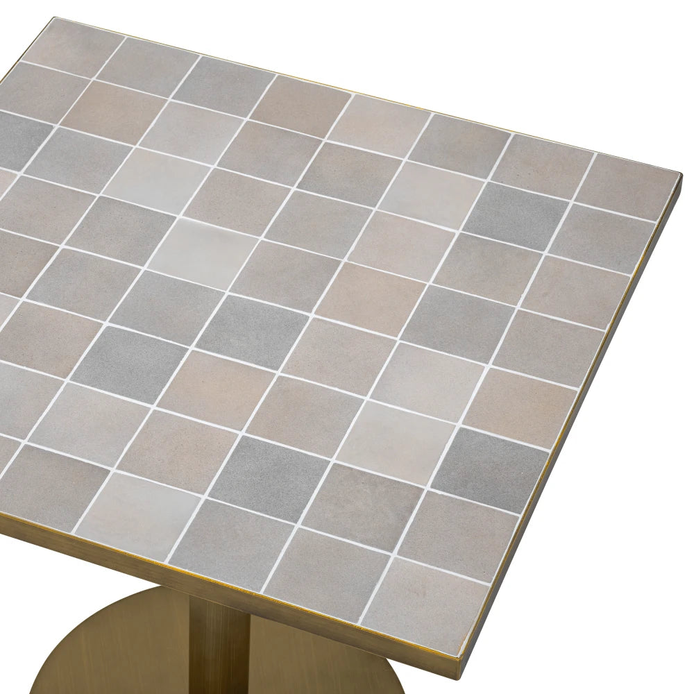 Masa din Ceramica Bej si Metal Alama L80xH75.5cm Colton Eichholtz