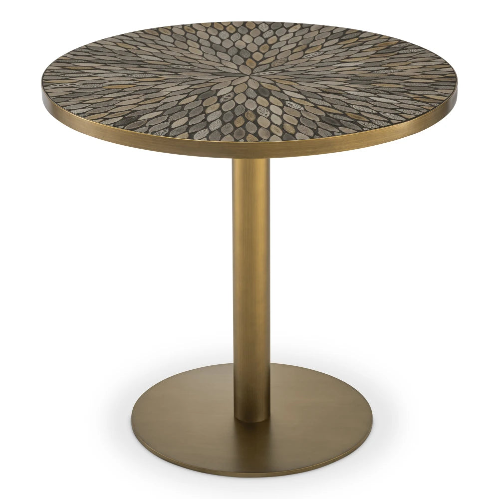 Masa din Ceramica Maro si Metal Alama D79.5xH75.5cm Declan Eichholtz