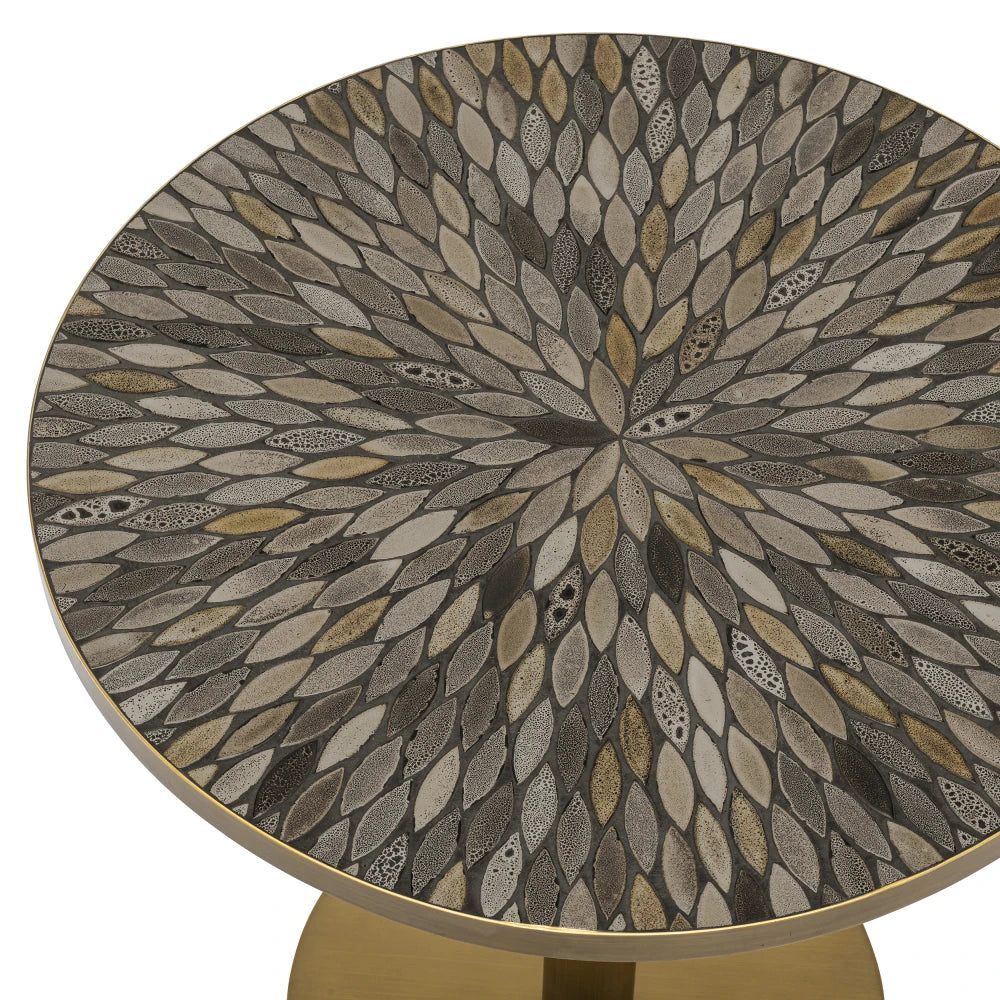 Masa din Ceramica Maro si Metal Alama D79.5xH75.5cm Declan Eichholtz