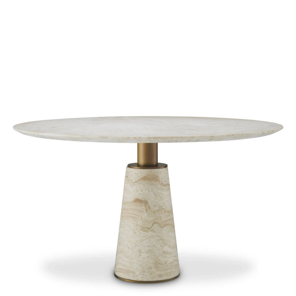 Masa din Travertin Bej si Metal Alama D131.5xH76cm Genova Eichholtz