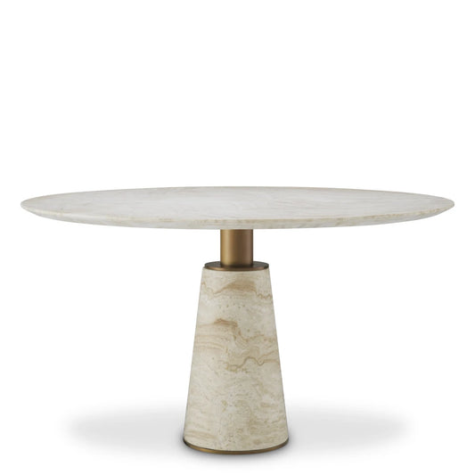 Masa din Travertin Bej si Metal Alama D131.5xH76cm Genova Eichholtz