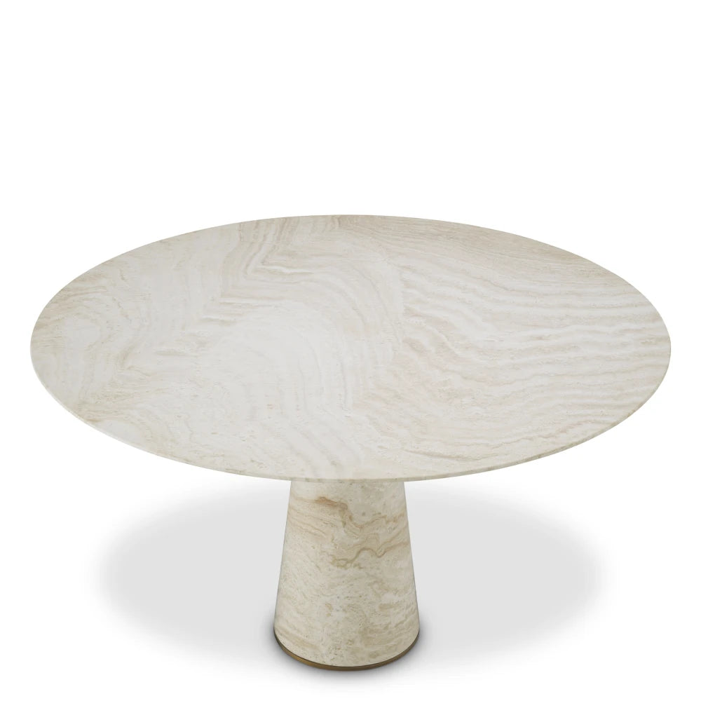 Masa din Travertin Bej si Metal Alama D131.5xH76cm Genova Eichholtz