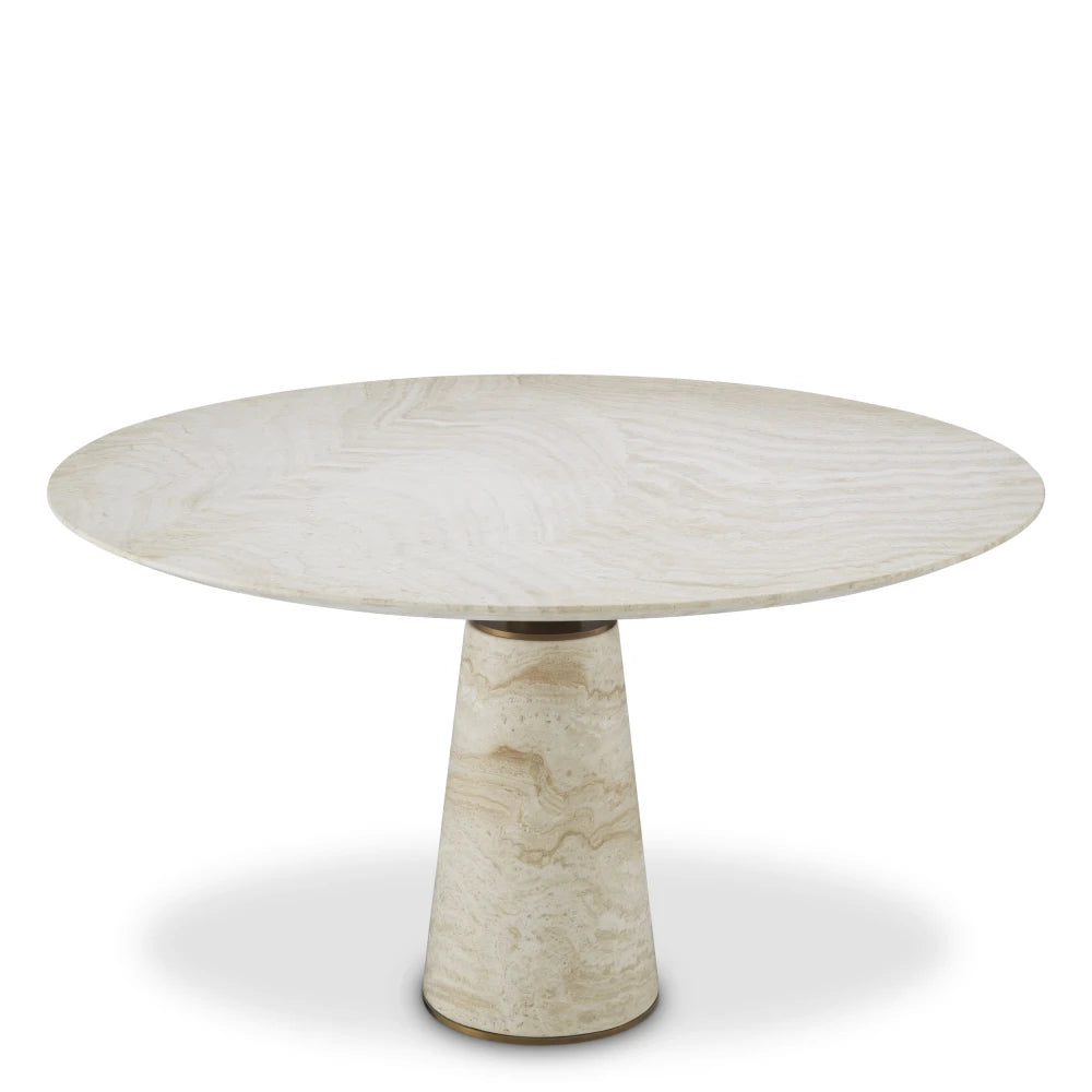 Masa din Travertin Bej si Metal Alama D131.5xH76cm Genova Eichholtz