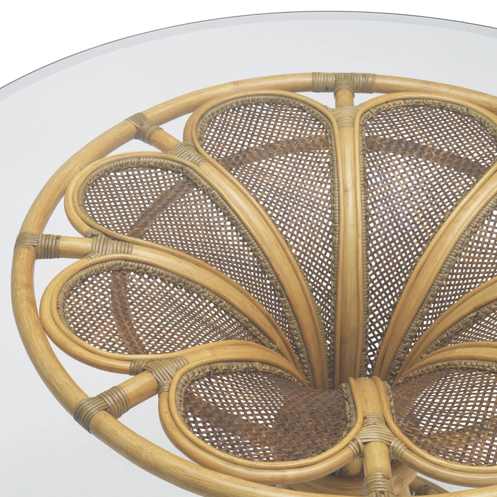 Masa din Sticla Transparent si Rattan Maro D130xH76cm Colony Eichholtz
