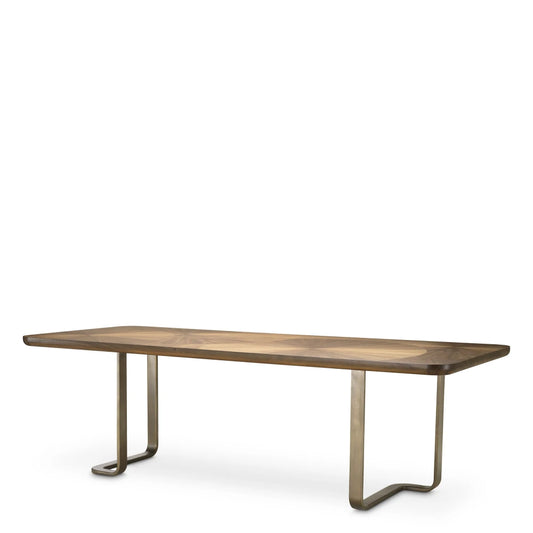 Masa din Furnir de nuc Maro si Metal Bronz L240xH75cm Rucello Eichholtz