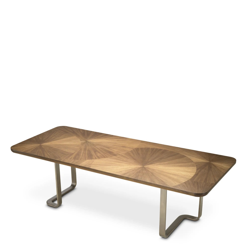 Masa din Furnir de nuc Maro si Metal Bronz L240xH75cm Rucello Eichholtz