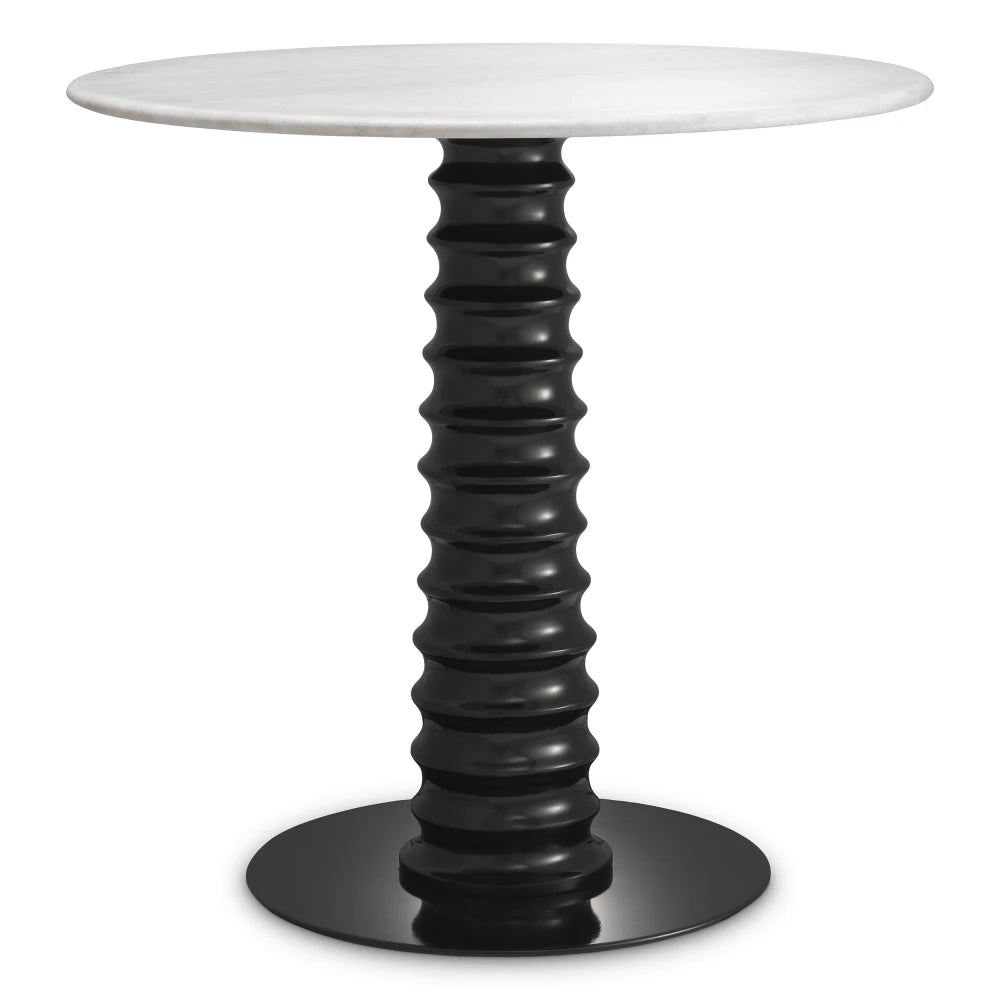 Masa din Marmura Alb si Metal Negru D80xH77cm Verano Eichholtz