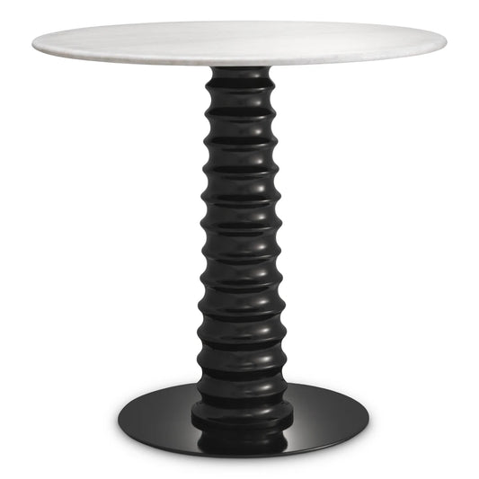 Masa din Marmura Alb si Metal Negru D80xH77cm Verano Eichholtz
