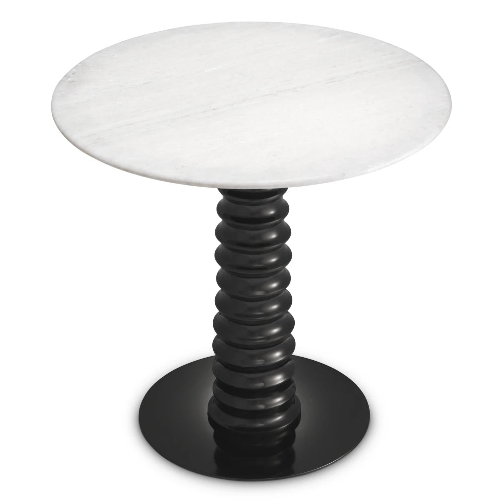 Masa din Marmura Alb si Metal Negru D80xH77cm Verano Eichholtz
