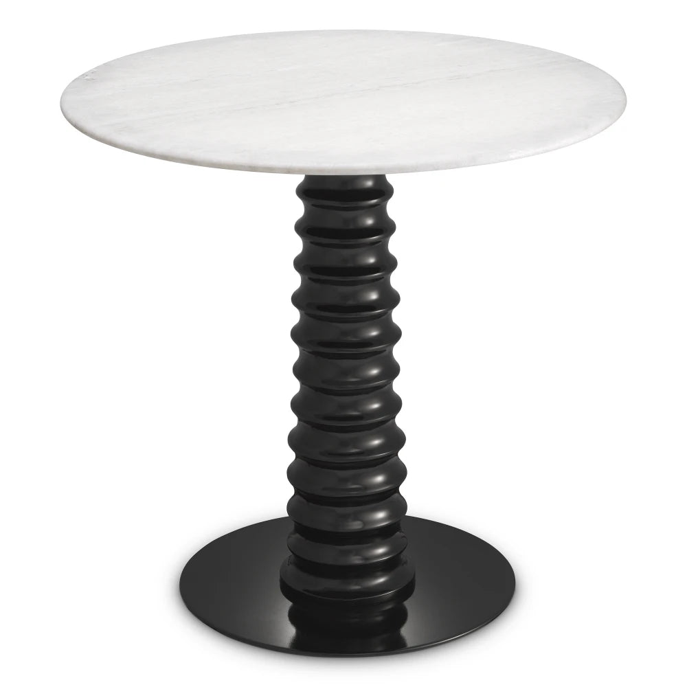 Masa din Marmura Alb si Metal Negru D80xH77cm Verano Eichholtz