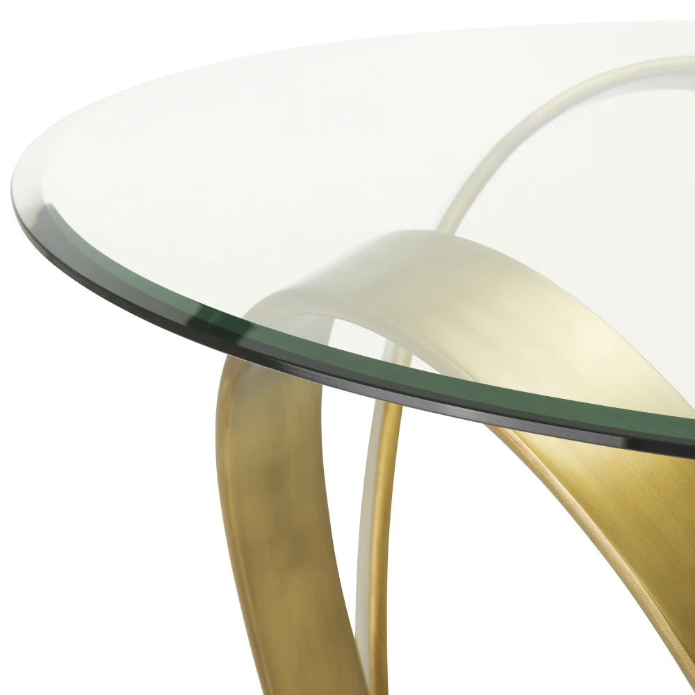 Masa din Sticla Transparent si Metal Alama D130xH77.5cm Soquel Eichholtz