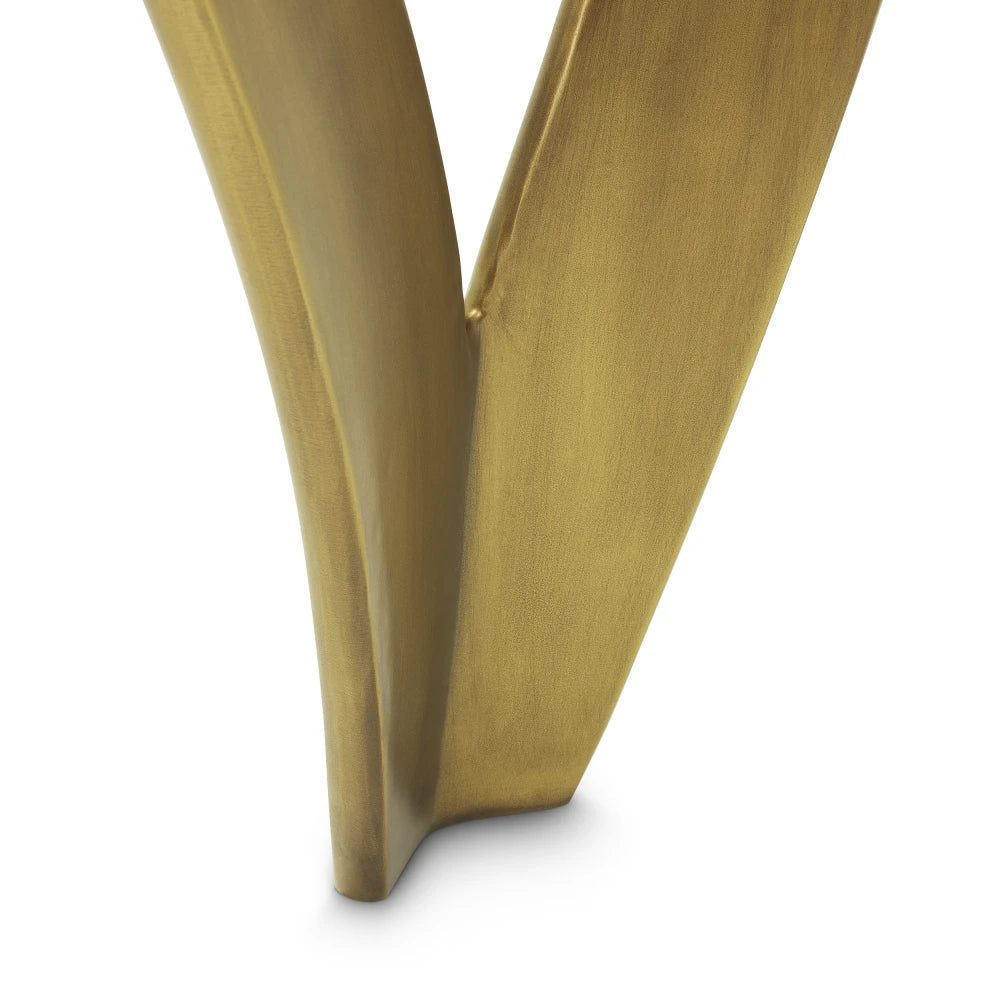 Masa din Sticla Transparent si Metal Alama D130xH77.5cm Soquel Eichholtz