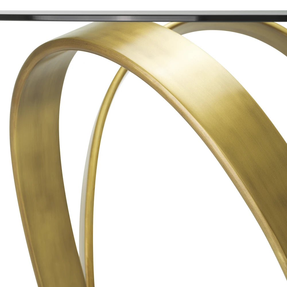 Masa din Sticla Transparent si Metal Alama D130xH77.5cm Soquel Eichholtz