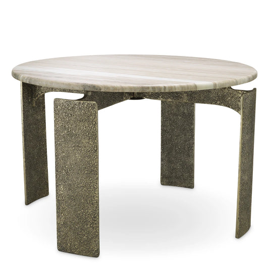 Masa din Marmura Bej si Metal Alama D120xH76.5cm Bodega Round Eichholtz
