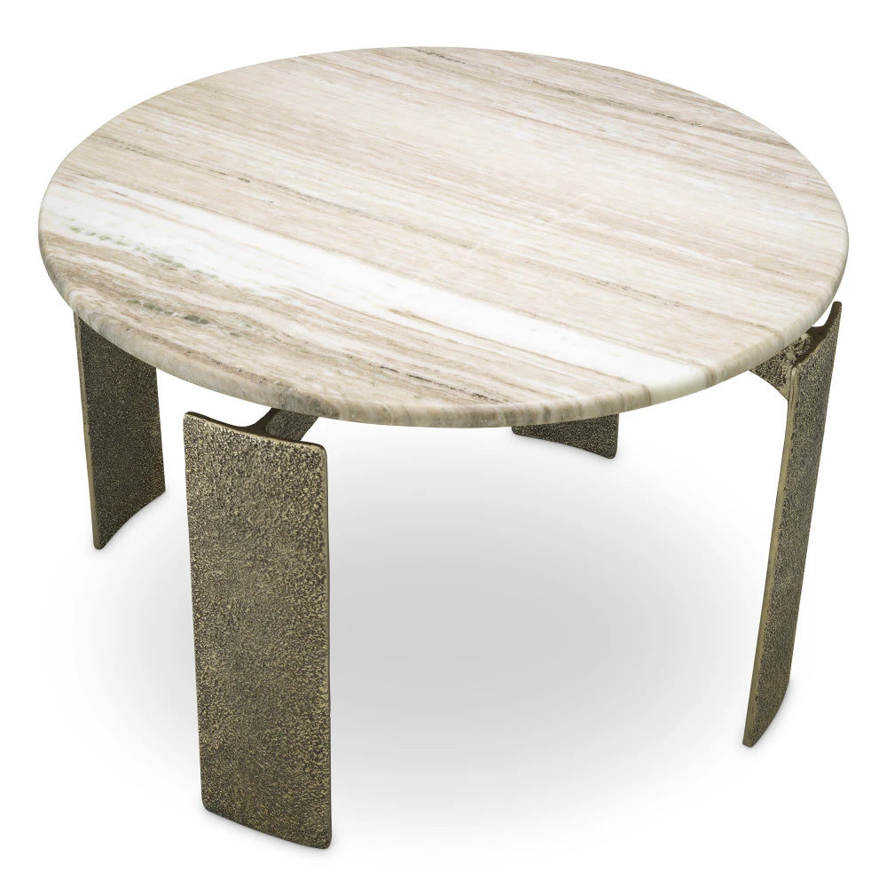 Masa din Marmura Bej si Metal Alama D120xH76.5cm Bodega Round Eichholtz