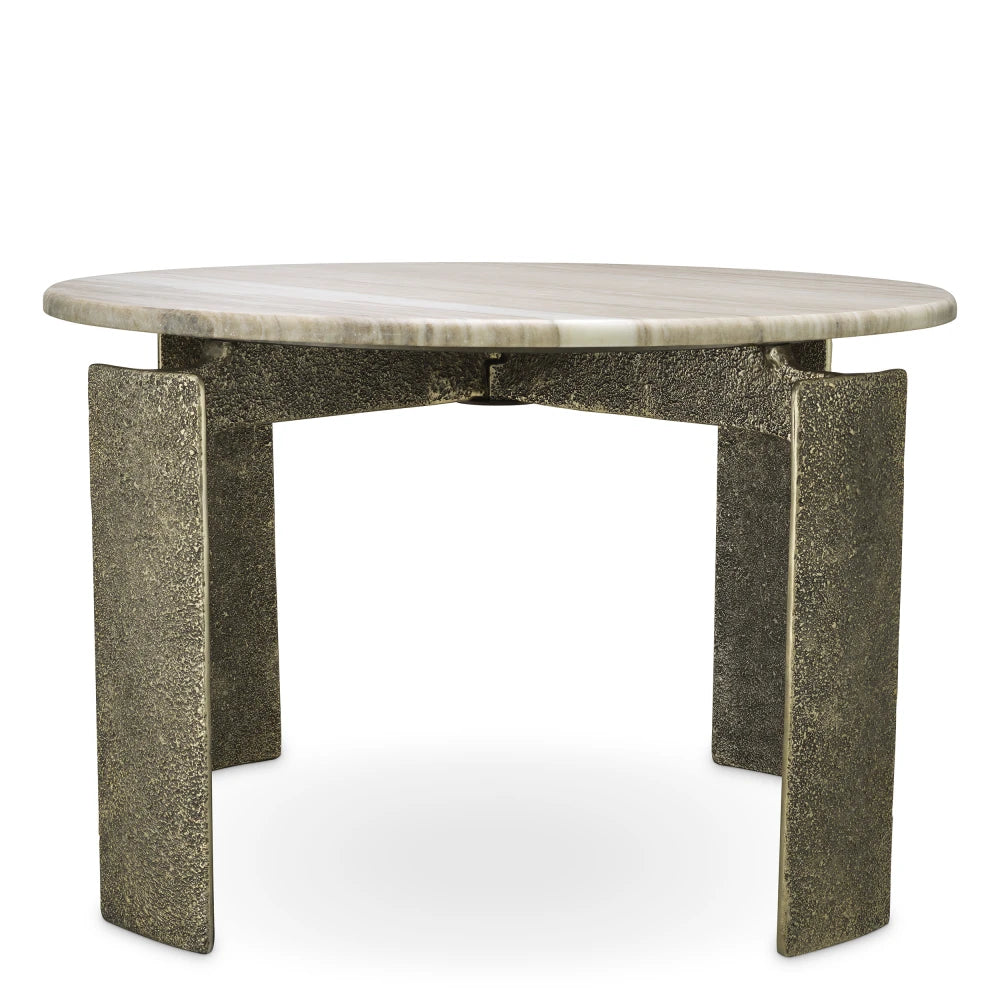 Masa din Marmura Bej si Metal Alama D120xH76.5cm Bodega Round Eichholtz
