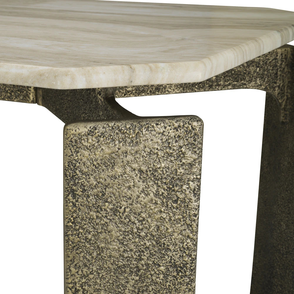 Masa din Marmura Bej si Metal Alama L230xH76.5cm Bodega Rectangular Eichholtz