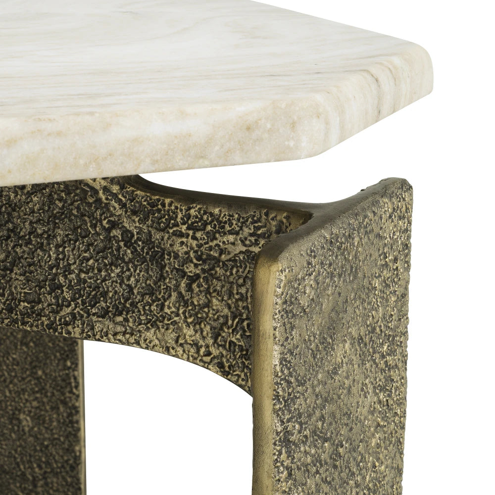 Masa din Marmura Bej si Metal Alama L230xH76.5cm Bodega Rectangular Eichholtz