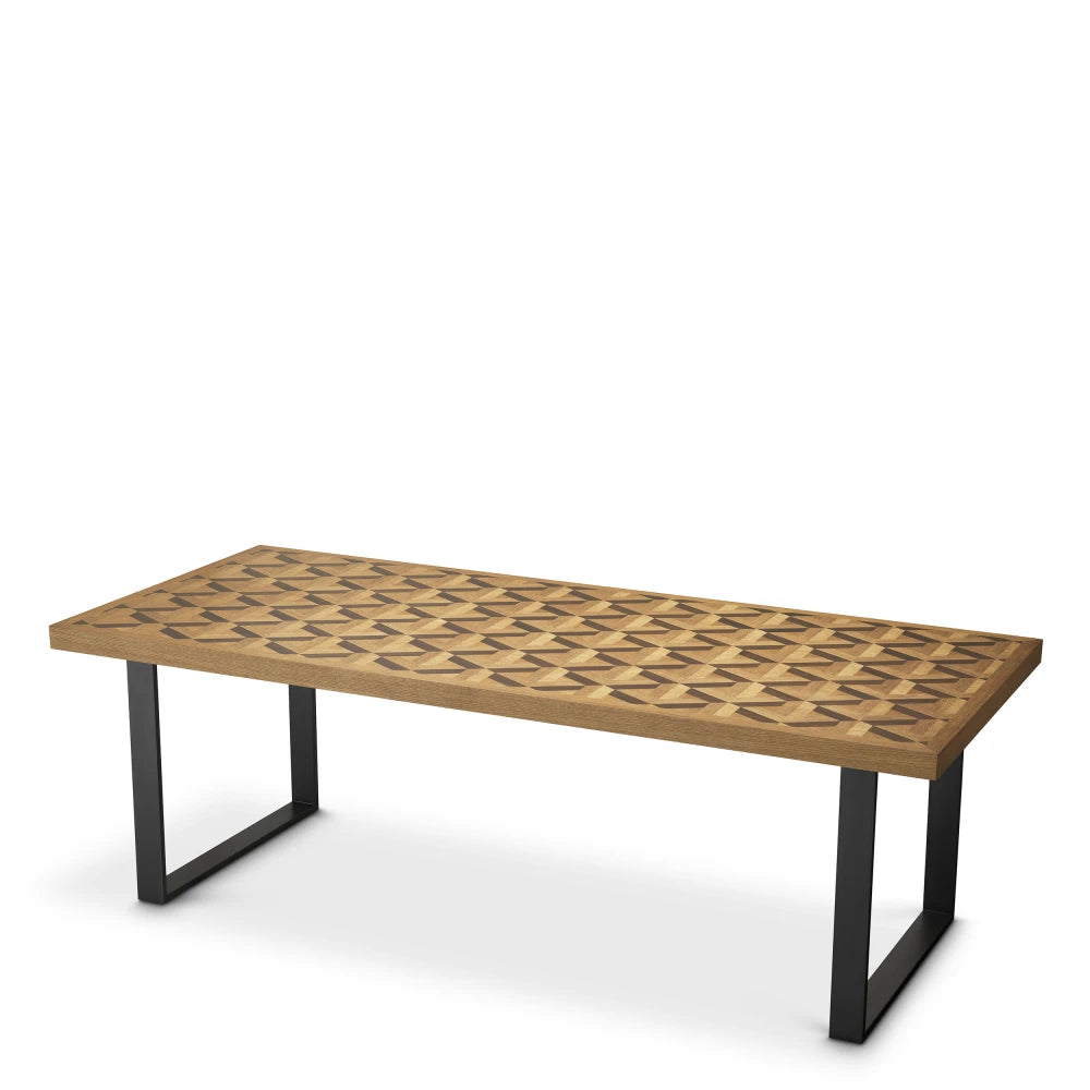 Masa din Furnir de stejar Maro si Metal Bronz L230xH76cm Rubicon S Eichholtz