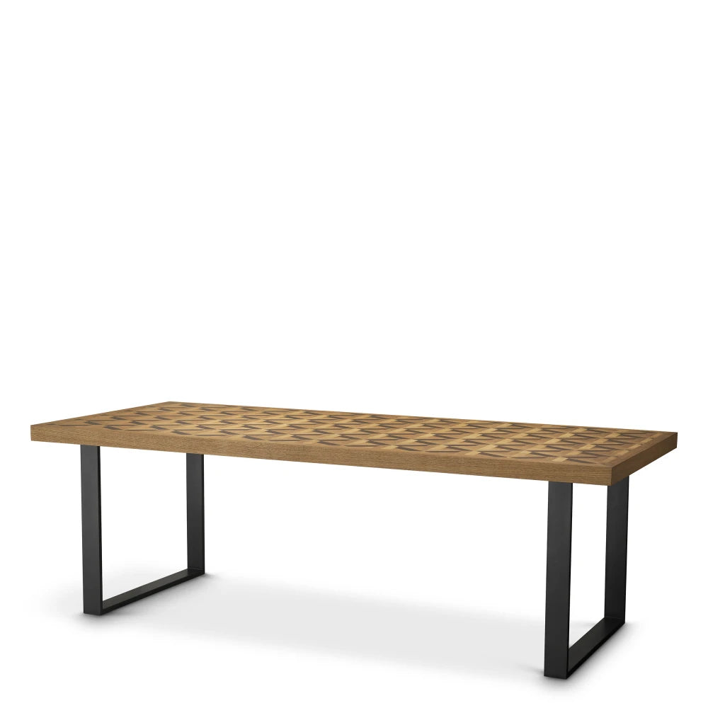 Masa din Furnir de stejar Maro si Metal Bronz L230xH76cm Rubicon S Eichholtz