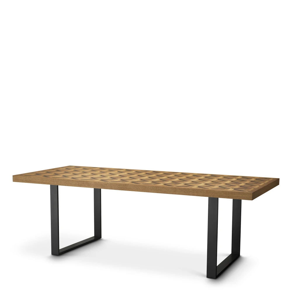 Masa din Furnir de stejar Maro si Metal Bronz L300xH76cm Rubicon L Eichholtz