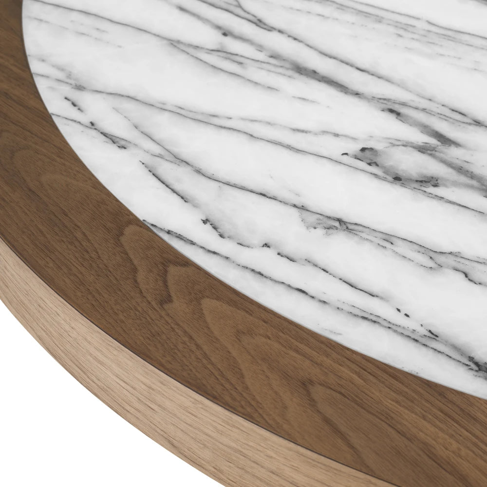 Masa din MDF/Ceramica Maro/Alb si Lemn de mahon Maro D120xH76cm Presedio Eichholtz