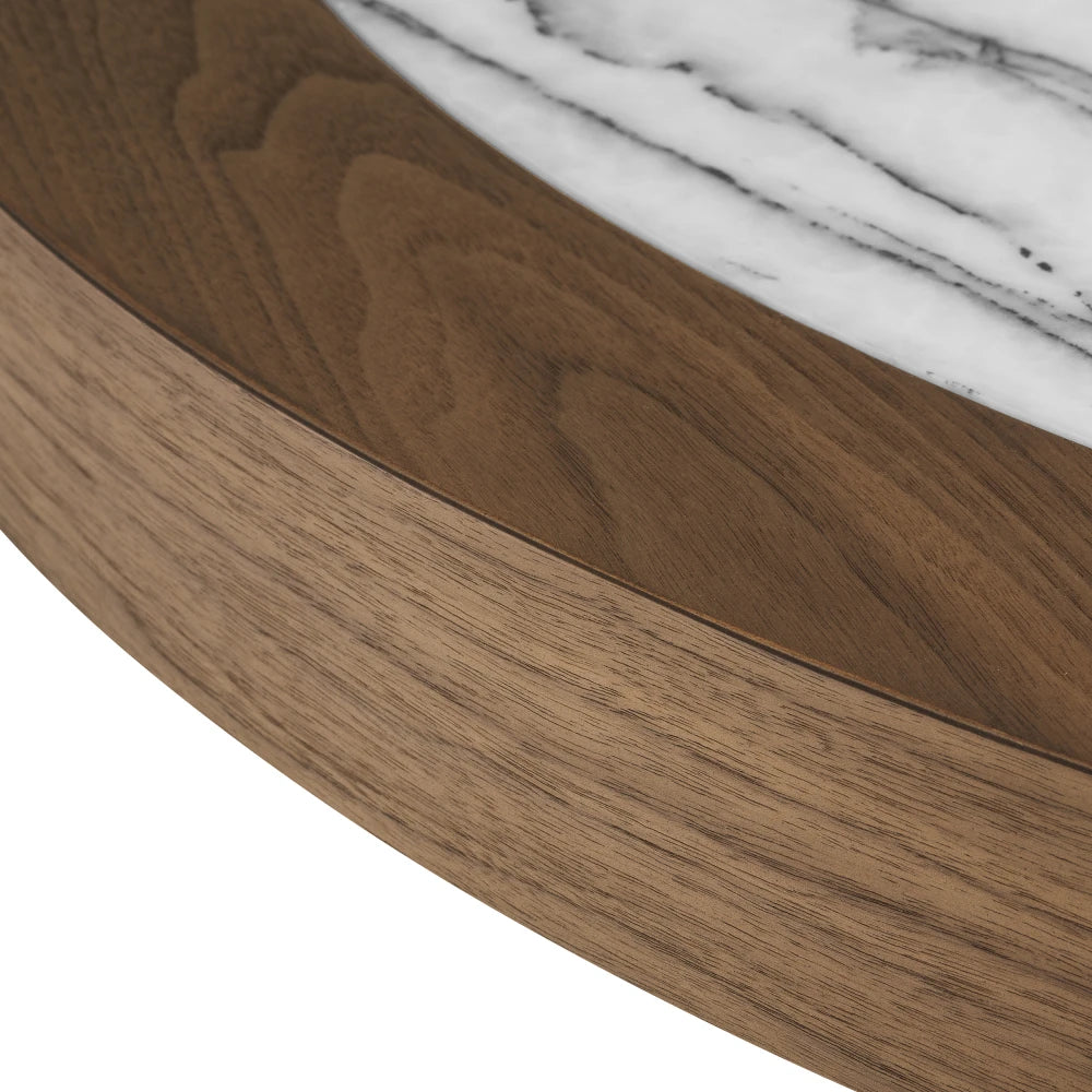 Masa din MDF/Ceramica Maro/Alb si Lemn de mahon Maro D120xH76cm Presedio Eichholtz