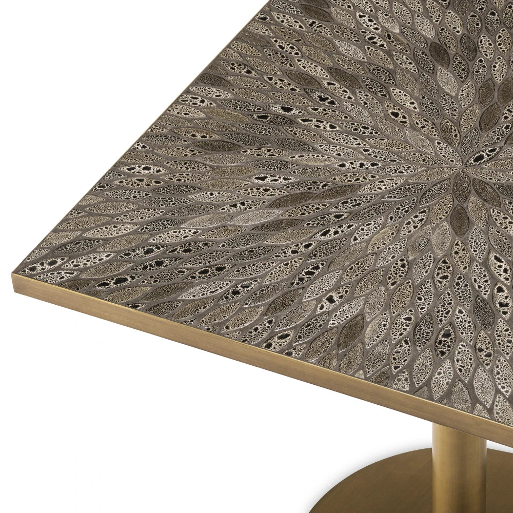 Masa din Ceramica Maro si Metal Alama L80xH76cm Declan  Eichholtz